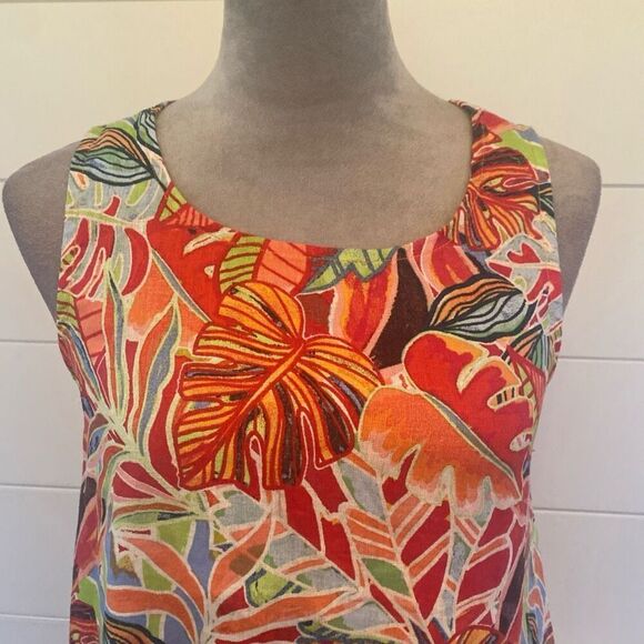 C&C California Linen Trapeze Dress Size Small, Tropical, - Picture 2 of 8